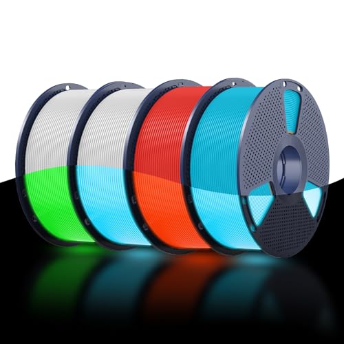 Image of SUNLU 4KG PETG Glow in Dark Filament Bundle,Luminous PETG 3D Printer Filament 1.75mm,Dimensional Accuracy + /- 0.02mm,4kg in Total,1kg per Spool,(White,Glow Blue /White,Glow Green /Glow Blue /Glow Red).