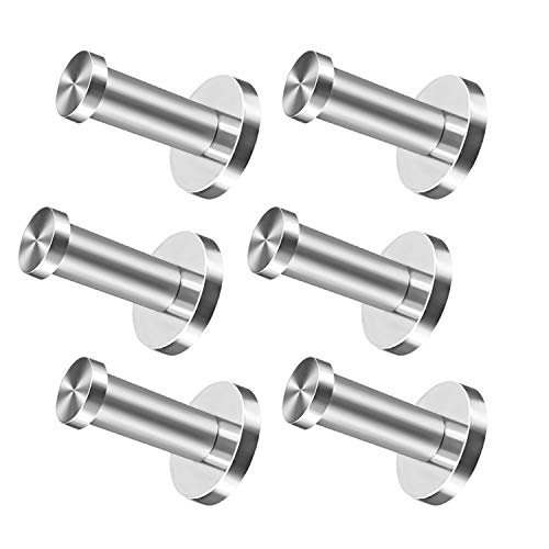 6 Pcs Patère Crochet Mural Crochet Serviette Manteau Patère Mural Acier INOX pour Baguette de Bain Peignoir, Nickel Brossé (70 mm) Cover