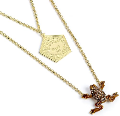 Official Harry Potter Sterling Silver Chocolate frog gold plated layer necklace Embellished with Swarovski® Crystals by The Carat Shop