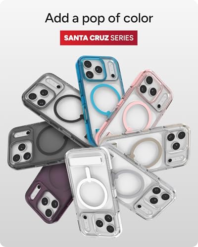 Image of ZAGG Santa Cruz Snap Case with Kickstand for iPhone 17 Pro - White, Drop Protection (13ft /4m), MagSafe Charging Compatible, ClearGuard Anti-Yellowing Technology, Scratch Resistant Phone Case