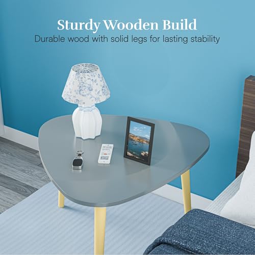 Image of Kuber Industries 21 Inch Oval Shape Bed Side Tables for Bedroom, Balcony and Sofa | Corner Stool for Living Room | Tea and Coffee End Table Night Stand | Wooden Stools for Home and Office | Grey
