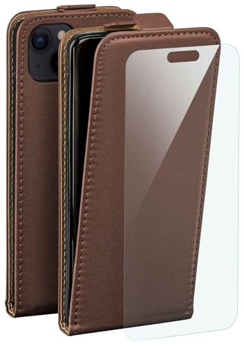 Étui iPhone 15 Plus antichoc moex housse portefeuille marron foncé rabat et film