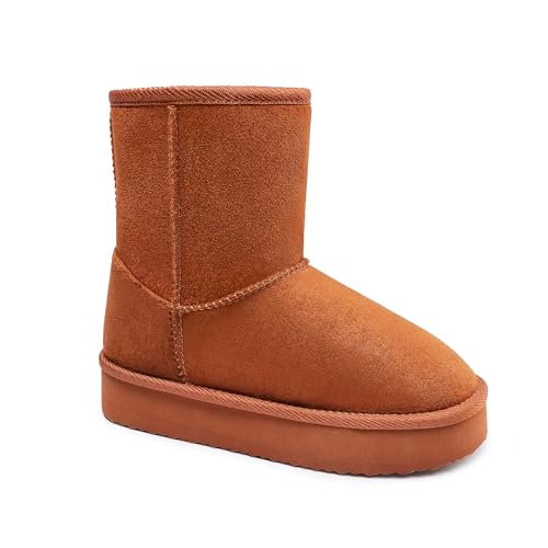Image of FabKids Girls' Warm Fleece Lined Platform Snow Boots Non-Slip Ankle Winter Boots