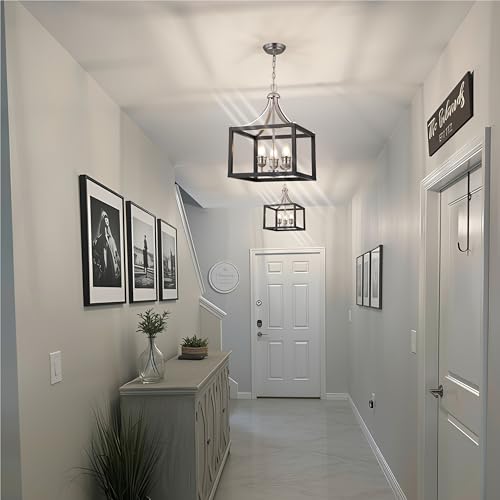 Image of Black Chandelier, 3-Light Farmhouse Chandelier for Entryway, Ceiling Light Fixture, E26 Rustic Hanging Pendant light, Industrial Modern Chandelier for Dining Room Entryway Kitchen Island Foyer Bedroom