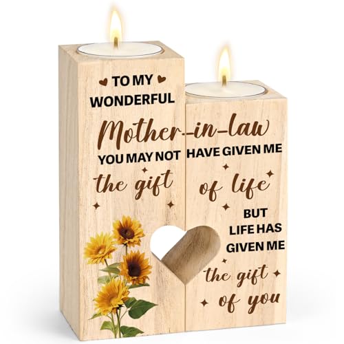 Mother-in-Law Gifts, Wooden Candlestick, Wooden Candle Holders, Mother's Day Christmas Birthday Mother-in-Law Gifts from Daughter-in-Law, Candle Decoration