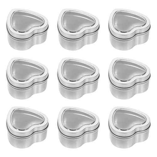 STOBOK 10pcs Empty Heart Shaped Candle Jar Empty Candle Jars Small Storage Tin Tea Tins Cosmetics Tins Aluminum Tin Can Candle Making Jars Metal Tin Can DIY Candle Tin Pill Box Love PVC