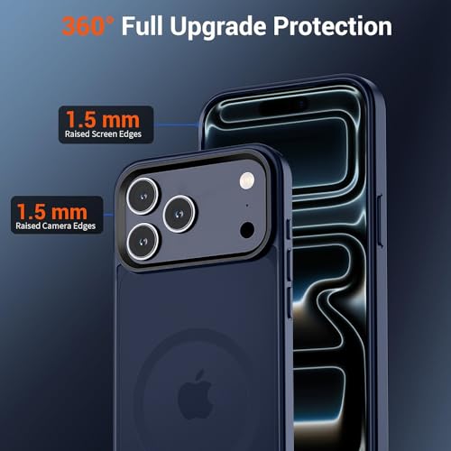 Image of iPhone 17 Pro Max Magsafe Hard Back Case | Matte Design & 360 Protection | Military-Grade Apple iPhone 17 Pro Max Cover | Strong Magnet Back - Blue