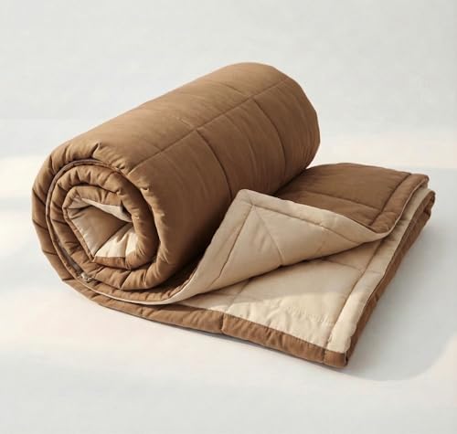 Image of VAS COLLECTIONS Reversible Single Bed Comforter 220 GSM Microfiber (60x90 Inch) | Soft Lightweight AC Comforter | All Season Quilt Duvet Blanket for Single Bed (Mocha Brown)
