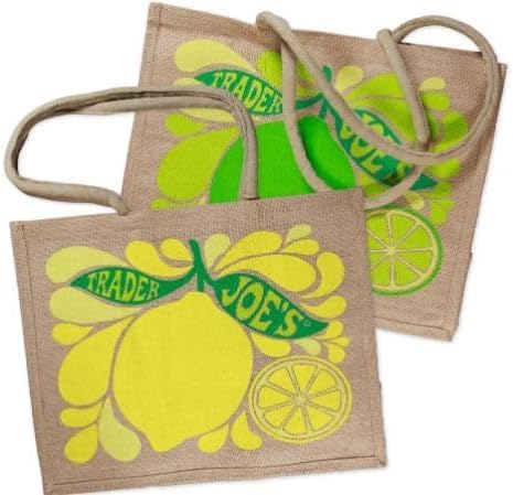 Trader Joe's Lemon/Lime Jute Light Brown Reusable Shopping Bag 1COUNT