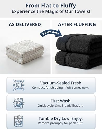 Image of Lane Linen Luxury Bath Towels Set - 12 Piece Set, 100% Cotton, Zero Twist, Quick Dry Shower Towel, Absorbent Towel, Super Soft, 4 Bath Towels, 4 Hand Towels, 4 Wash Cloths - Black