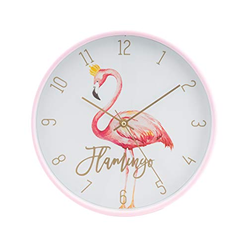 LUUK LIFESTYLE Horloge Murale à Quartz avec Flamant Rose et trotteuse, Design Moderne et Minimaliste, Horloge de Cuisine, Chambre d’Enfant, Tendance Estivale, Rose