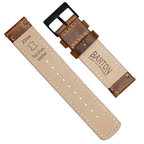 Image of BARTON WATCH BANDS - Top Grain Leather Watch Bands Compatible with Apple Watch Models - 1, 2, 3, 4, 5, 6, 7, 8, 9, 10, SE, Ultra & Ultra 2