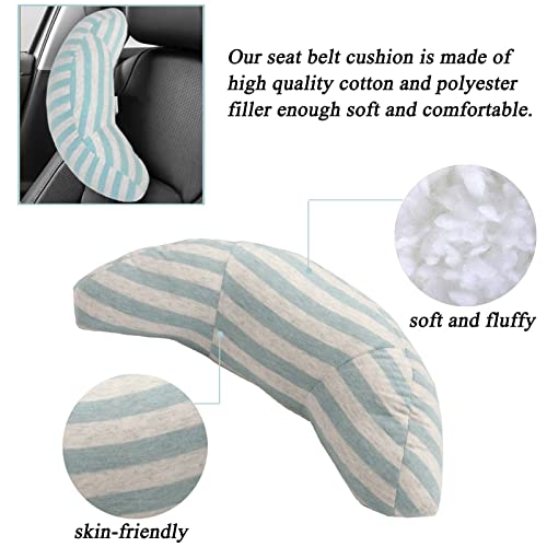 Image of Car Seat Travel Pillow Neck Support Cushion Pad for Kids, WenMei Super Soft Headrest Shoulder Pad in Car, Universal Safety Belt Sleeping Pillow for Children Adults, Compatible with All Cars (Green)