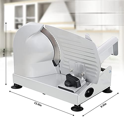 Meat Slicer, Anescra 200W Electric Deli Food Slicer with Two Removable 7.5’’ Stainless Steel Blades and Food Carriage, Child Lock Protection, 0-15mm Adjustable Thickness Food Slicer Machine- Silver