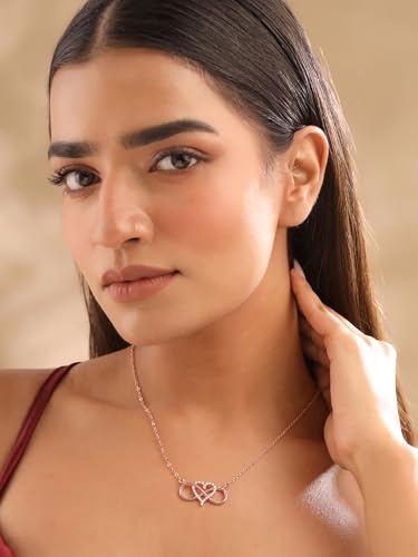 Image of Yellow Chimes Necklace for Women | Fashion Rosegold Plated Necklace for Girls | Infinity Charm Pendant Chain