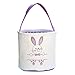 Kalaokei Ostern Segeltuch-Eimertasche Ostergeschenk Süßes Kaninchenmuster Segeltuch Eimer Tasche Handtasche Korb für Mädchen Jungen Lila