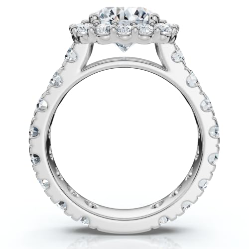 Pompeii Certified 4Ct Lab Grown Cushion Halo Diamond Engagement Ring 14k Gold/Platinum (F/G,VS1-VS2)2