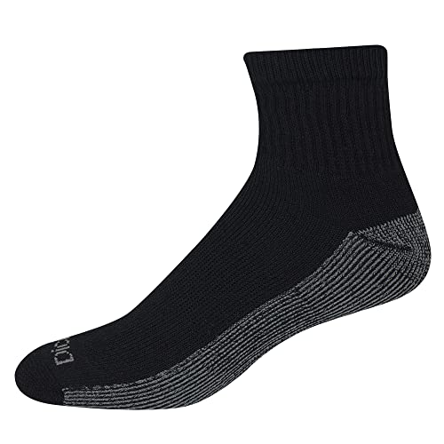Dickies Men's 6 Pack Dri-Tech Comfort Quarter Socks, Black, 18 Pair3