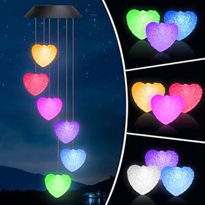 Yoeege LED Solar Wind Chimes Light Wind Chimes for Garden, Wind Chimes Outdoor Hanging Solar Lights Outdoor Garden, Wind Chimes for Garden Garden Decorations Hanging Solar Lights for Women