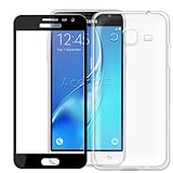 [Galaxy Sky S320VL Screen Protector and Case] Black 9H Hardness Tempered Glass Screen Protector Film + Transparent TPU Full Edge Protective Case Cover Compatible with Samsung Galaxy Sky S320VL