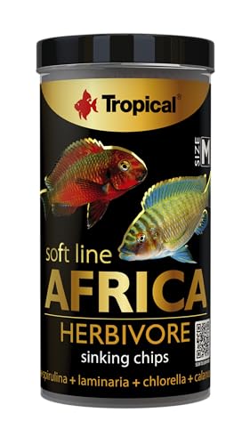 Tropical Africa Herbivore - Ração Macia Sob A Forma De Chips Rica Em Algas Para Peixes Africanos - Pote 130G