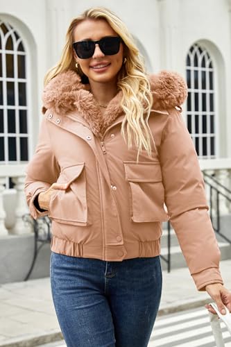 Winter Coats for Women Thickened Puffer Jacket with Detachable Fur Hood Winter Warm Parka Puffer Coat2