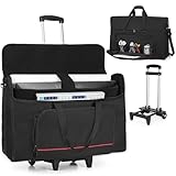 Trunab Rolling Monitor Carry Case for 24-27 Inch Monitors with Detachable Trolley, Padded Monitor Bag Hold Up to 2 LCD Screens/TVs and Accessories, Black Patented Design