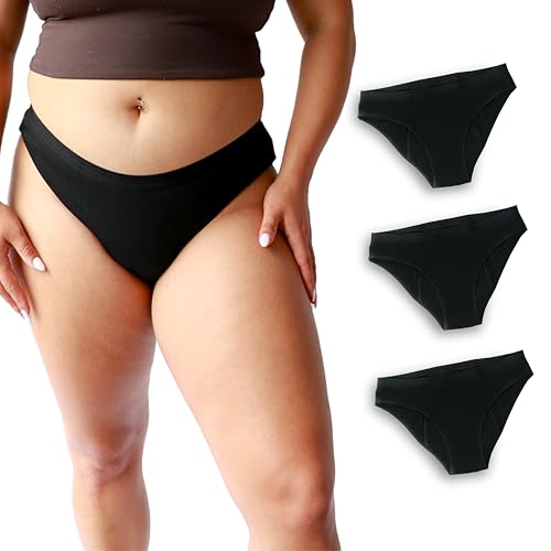 oi Organic Cotton Period Underwear | Bikini Style | Absorbs 3 Tampons | Full Gusset Leak Protection | No PFAS | 3 Pack