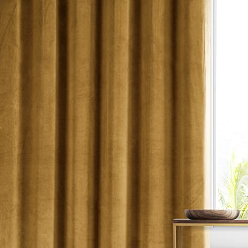 Image of HPD Half Price Drapes Blackout Solid Thermal Insulated Window Curtain 50 X 96 Signature Plush Velvet Curtains for Bedroom & Living Room (1 Panel), VPYC-SBO190159-96, Apple Cider Gold