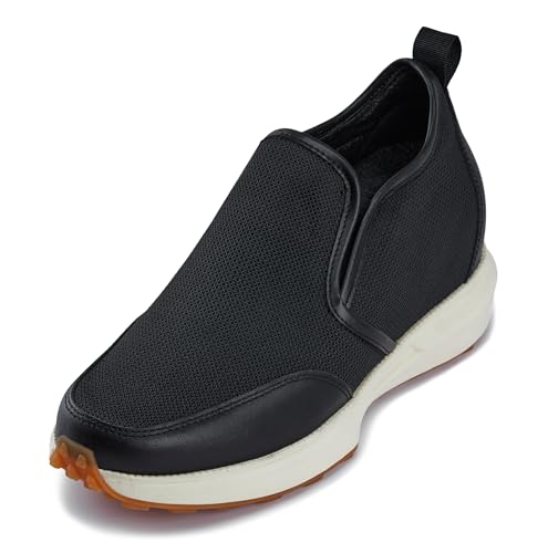 CALTO Men's Invisible Height Increasing Elevator Shoes - Lightweight Mid-Top Casual Sneaker Loafer - 3.3 Inches Taller
