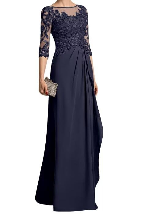 Chiffon Mother of The Bride Dress Wedding Guest Dress Long Evening Dress Lace Appliqué Prom Cocktail Dress