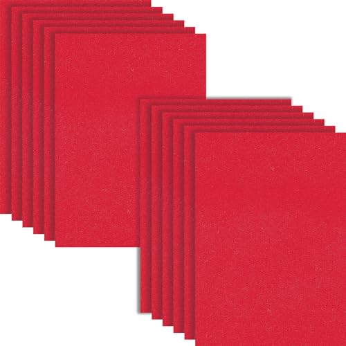 HXJDAM Steifer Filz 2mm Matte, 12 Stücke Bastelfilz, 20x30cmx2mm Dick zum Basteln, Quadrate für DIY Projekt (Rot)
