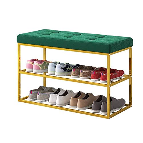 Shoe Rack Shoe Bench Shoe Shoe 3 Layer Tissue Storage Station to The Inlet of The Metal Frame of The Seat Cushion Foam for Living Corridors (Color : Argento) (D)