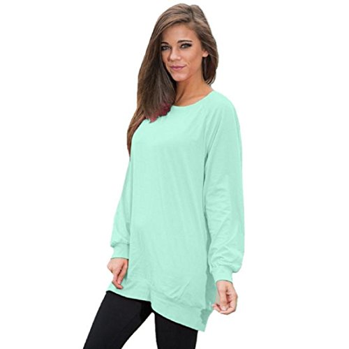 Orangeskycn Loose Women Long Sleeve Tunic Top Ladies Pullover Blouse Shirt (XL, Mint Green)