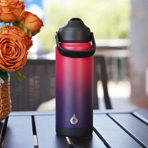 Image of BJPKPK Water Bottle with Straw Lid, 24oz Vacuum Insulated Water Bottles, Metal Stainless Steel Thermo for Sports, Travel, BPA Free Leak Proof Thermo, Cups, Flasks, Tumblers,Charming Red