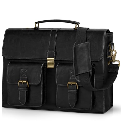 La Mejor Selección de Morrales de Piel los preferidos por los clientes. 49 RAINSMORE Portafolios para hombre piel, maletin para laptop para 17 Pulgadas, maletin para hombre de Impermeable portátil y bandolera, portafolio para Ejecutivo, Trabajo, Negro...