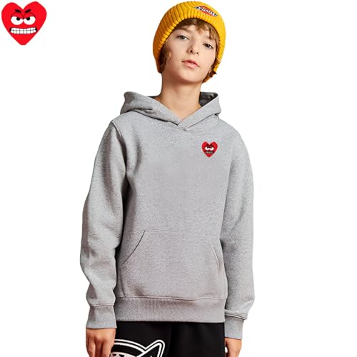 Merry Christmas Print Boy Hoodie Snag Eyes Heart Embroidery Cotton Pullover Kangaroo Pocket Thick Loose Sweatshirt2