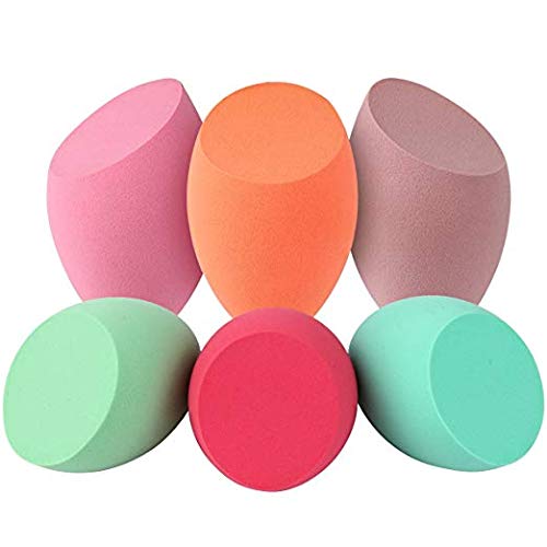 Makeup Sponges, ESARORA 6 Pieces (3+3) Foundation Blending Sponge Flawless Makeup Blender for Liquid Creams and Powders - Multi Color and Saving Money Makeup Sponges
