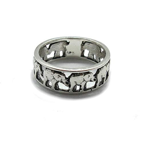 Bague en argent massif 925 éléphants anneau ethnique R001824