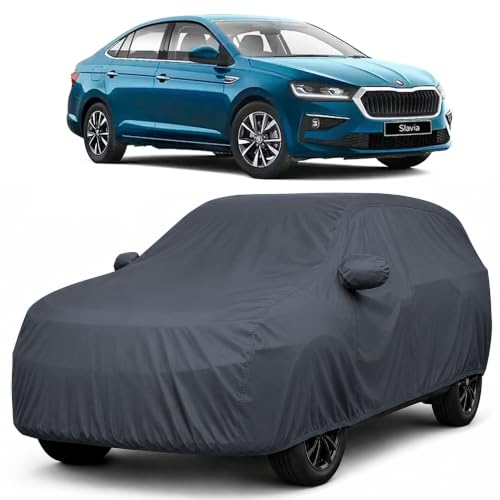 Image of Autofact Premium Car Cover for Slavia | All Weather Waterproof Full Body Car Cover | Light-Weight Triple-Stitched Outdoor Shield with UV Protection, Dustproof & Heat-Resistant