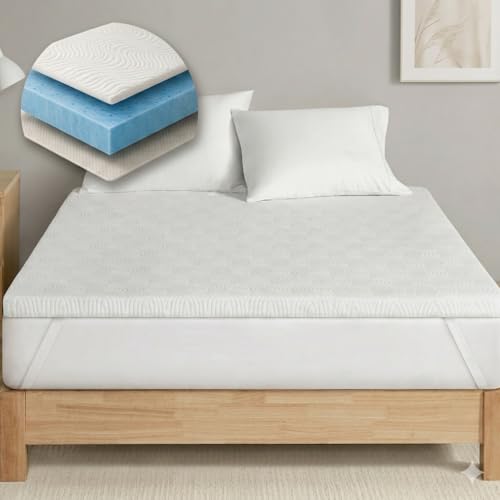 Degrees of Comfort 2 Inch Memory Foam Mattress Topper kingsize Bed, Rayon Derived from Bamboo Cover, Anti-Slip Washable Hypoallergenic, Orthopedic Support for Back Pain Relief (5cm, 150x200cm) option