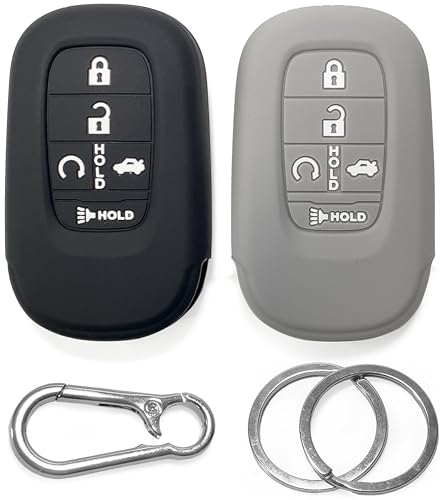 Funda Llave Coche Silicona compatibles Honda CR-V Civic HR-V Accord Pilot 2022-2024 – 5 Botones Llave con Mando Carcasa Antideslizante Click&Fit 2 unds Negro&Gris