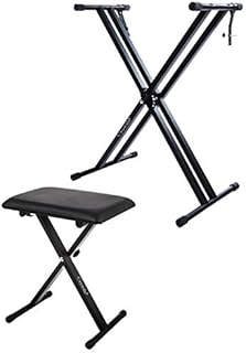 Double Braced X Frame Music Piano Keyboard Stand & Chair Set by Crystals® (Double Braced Stand + Chair)
