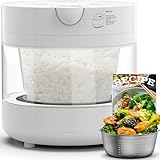 Rice Cooker Low Carb, Low Sugar, 6 Cup Glass Rice Cooker Inner Pot Zero Coating, Stainless Steel Steamer Basket, Multifunction with Steam, Slow Cook, Perfect for Fitness & Family