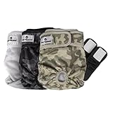 Pet Parents® Washable Dog Diapers (3pack) + Extendrs® of Durable Doggie Diapers, Premium Dog Diapers Female & Male (Large, Camo)
