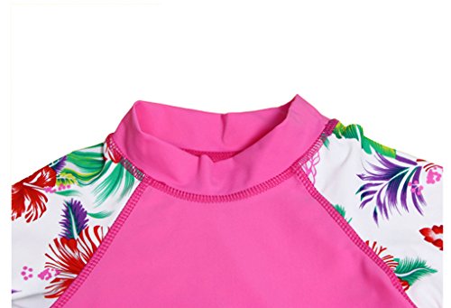 Baby Toddler Girls Two Pieces Swimsuit Set Girls Long Sleeve Bathing Suit Sunsuit Rash Guards UPF 50+(Hot Pink, 4-5T(Height:45.3"-49.2"/115-125cm)/XL) - Thumbnail 4