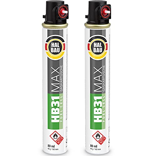 2 Stk. Gaskartusche 165mm, 80ml, Fuel Cell, Ersatzgas für Nagler, rot Ring, Ganzjahresgas HB31 Cover