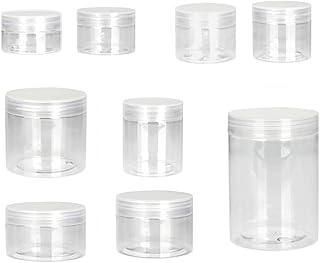 5PCS PET clear round wide-mouth plastic jars empty cosmetic box food storage canister,200ML