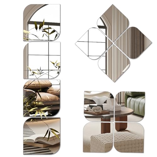 Grandi specchi acrilici adesivi per pareti, lunghezza totale del corpo, 4 pezzi, specchio HD, infrangibili, sicuri da parete, specchi retrò da attaccare a specchio, trucco, casa, allenamento