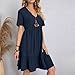 Summer Dresses for Women Solid Color V-Neck Short Sleeve Midi Dress Pleated Swing Short Beach Sundresses